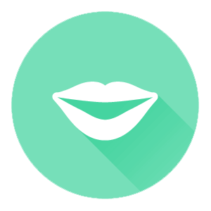 The image displays a stylized icon of a smiling mouth with teeth, set against a white background within a circular green border, resembling a simplified emoji-like design commonly used for digital interfaces to represent a smiley face.